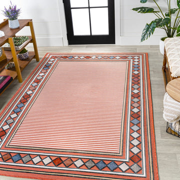 Sebastian High-low Modern Diamond Border Indoor/Outdoor Area Rug